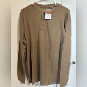 Men's Brown Long Sleeve Henley Shirt